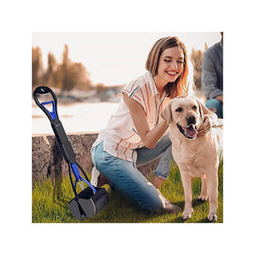 Non-Breakable Pet Pooper Scooper with Long Handle for Easy Grass and Gravel Pick Up-Blue