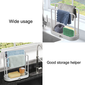 Kitchen Drain Rack Tray for Sponge Dishcloth Brush Storage-Grey