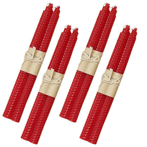 4 Pairs Pure Beeswax Candles Smokeless Dripless Wax Candles for Home Gift Ideas Ornament-WineRed