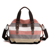 Canvas Handbag Multi-Color Striped Shoulder Bag for Women-Fashion