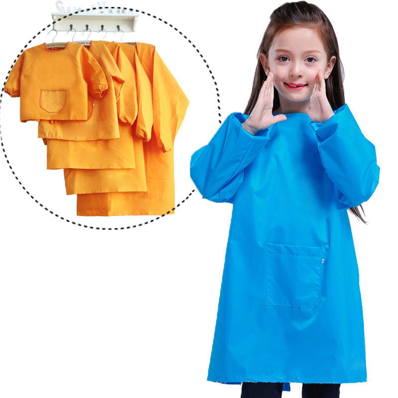 Kids Art Smocks Waterproof Artist Painting Long Sleeve Aprons for Children-SkyBlue