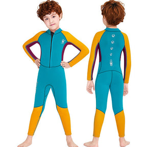 Adore Boys Wetsuit 2.5mm Thicker Warm Swimsuit + Long Sleeve Cold Snorkeling Swimsuit-M150502K-Yellow