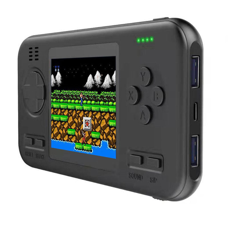 2 in 1 Handheld Game Console 8000mAh Power Bank with 416 Classic FC Games-Black