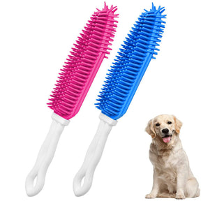 2 Pcs Pet Hair Remove Brush Portable Dog Cat Rubber Massage Brush-BluePink