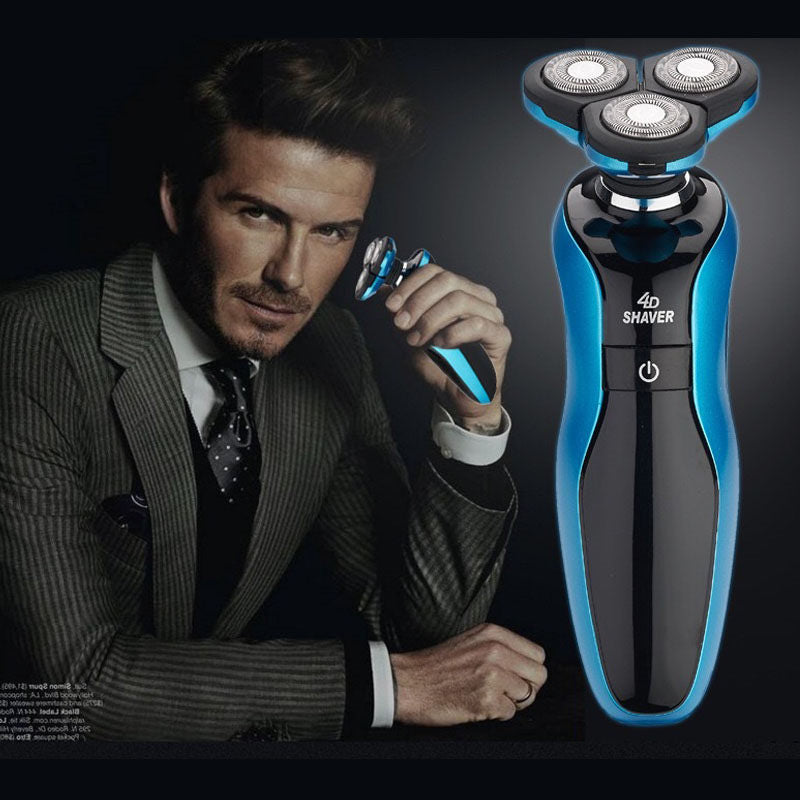 4D Rechargeable IPX7 Waterproof Electric Shaver for Men-Blue