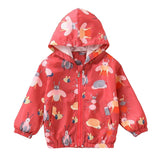 Girls Rain Jackets Lightweight Hooded Cotton Raincoats Windbreakers for Kids-RedBee