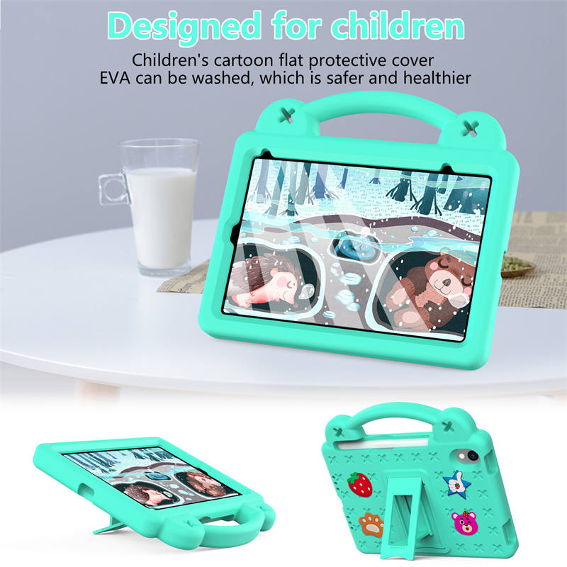 Strawberry iPad Mini 6 Case 8.3 Inch Shockproof Cover with Handle Band Shoulder Strap-MintGreen