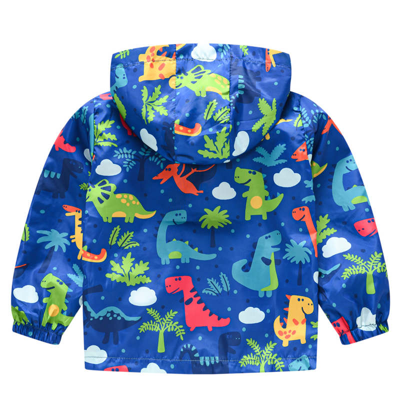 Toddler Boys Girls Cartoon Print Zip Jacket Hooded Trench Kids Casual Coats-38