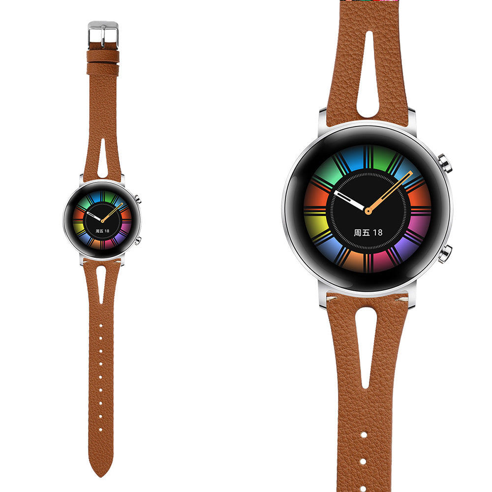 Leather Bands WIth Breathable Hole For Samsung S3/Galaxy Watch 46mm(Brown)