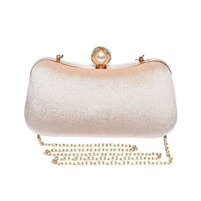 Velvet Evening Bags for Women With Flower Rhinestone Pearl for Party Wedding-Grey