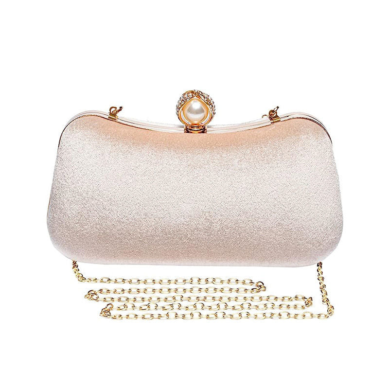 Velvet Evening Bags for Women With Flower Rhinestone Pearl for Party Wedding-Grey