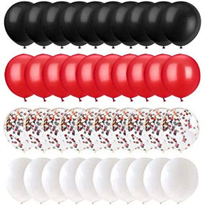 62 pieces 12 Inches Black Red Confetti Balloons Kit  for Baby Shower Birthday Graduation Party Decorations