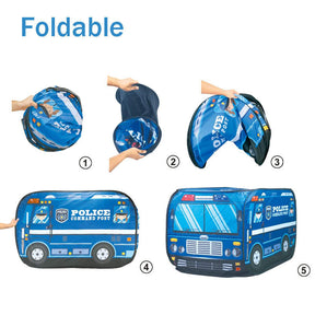 Kids Pop Up Play Tent Foldable for Indoor and Outdoor-Police Car