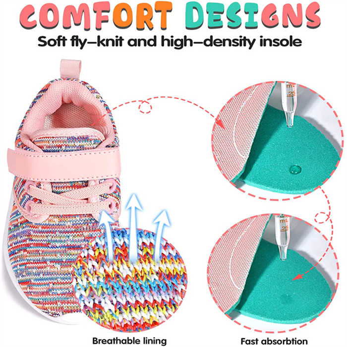 Lightweight Toddler Shoes for Boys Girls Breathable Mesh Velcro Sneakers-Pink