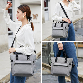 Casual Crossbody Bento Lunch Bag Insulated Multiple Pockets Tote Bag-Grey