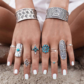 Pack of 9 Boho Ring Set Joint Knuckle Ring for Women and Girls