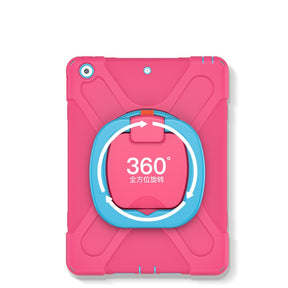 B-OnePiece iPad Case+Neck Strap Heavy Duty Rugged Anti-fall Protective Cover For 8th/7th Gen iPad 10.2 2019/2020-Rose&Blue