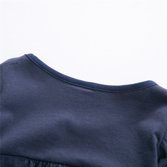 Winter Cotton Toddler Girl Clothes Long Sleeve Girls Dresses For Kids-Royal Blue