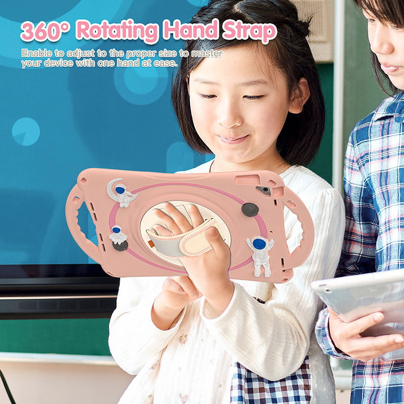 iPad Case Rugged Case with Handle Stand Shoulder Strap for iPad 10.2 Inch 2019/2020/2021-Pink