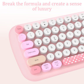 Wireless Keyboard and Mouse Combo 2.4G Wireless 3-Gear Adjustable DPI-Pink