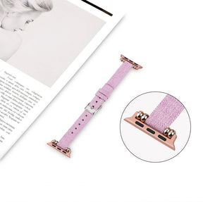 Slim Canvas Watch Band With Positioning Beads For Apple Watch SE/6/5/4/3/2/1(Light Purple)
