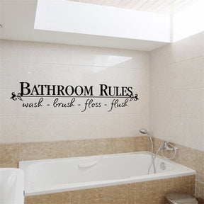 Removable DIY Black Vinyl Wall Stickers Lettering Art Bathroom Rules Education Murals