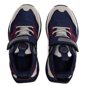 Boys Sneakers Breathable Mesh Lightweight Velcro Athletic Shoes-Dark Blue