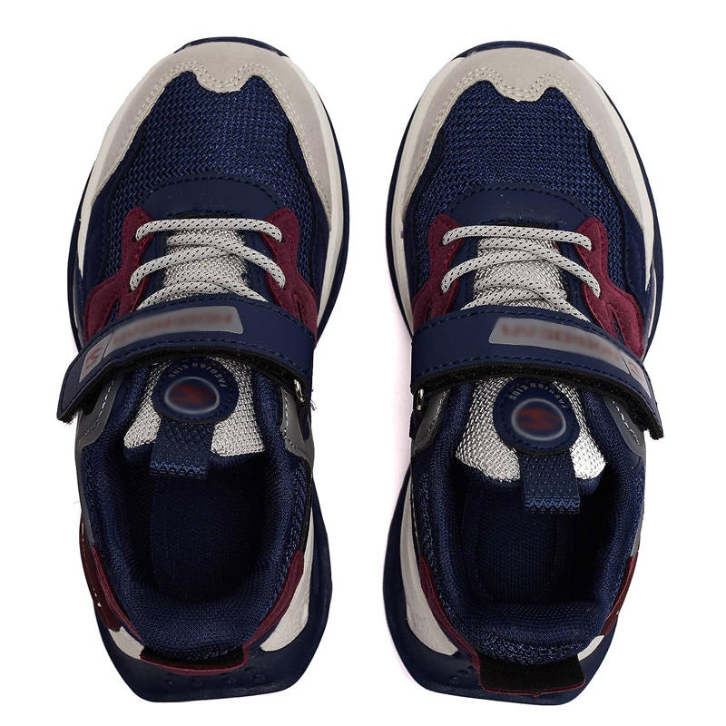 Boys Sneakers Breathable Mesh Lightweight Velcro Athletic Shoes-Dark Blue