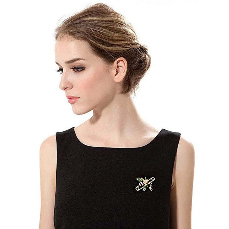 Bee Brooch Women Enamel Crystal Insect Lapel Pin