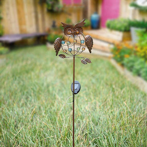 Garden Solar Light Metal OWL LED Decorative Garden Weatherproof Ligh Suitable for Courtyards Lawns Bronze