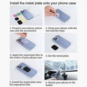 Car Phone Mount Magnetic Dashboard Alloy Fits Samsung iPhone etc