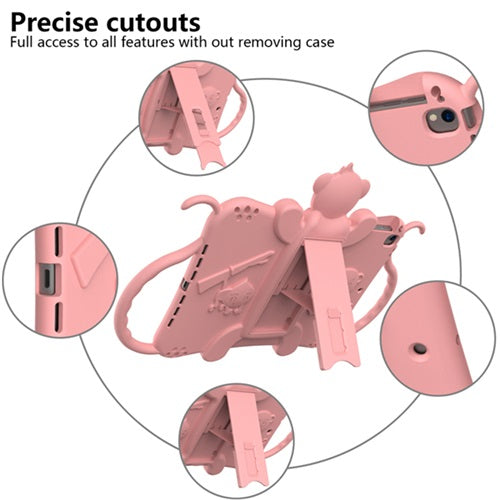 Monkey iPad Case Cartoon Kids Anti-fall Protective Cover Bulit-in Kickstand Pencil Holder For iPad Pro 10.5inch/iPad Air 10.5inch-Rose Gold