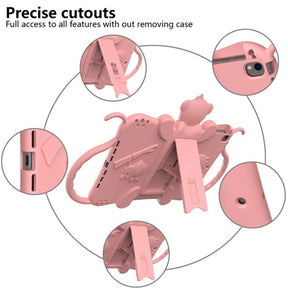 Monkey iPad Case Cartoon Kids Safe Anti-fall Protective Cover For Samsung Galaxy Tab A 10.1inch£¨2019£©T510/T515-Rose Gold