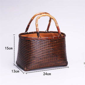 Retro Weave Womens Bamboo Handbag Handmade Large Tote Bag Wicker Basket Bag