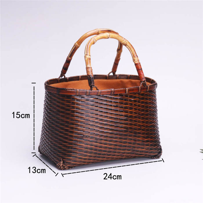 Retro Weave Womens Bamboo Handbag Handmade Large Tote Bag Wicker Basket Bag
