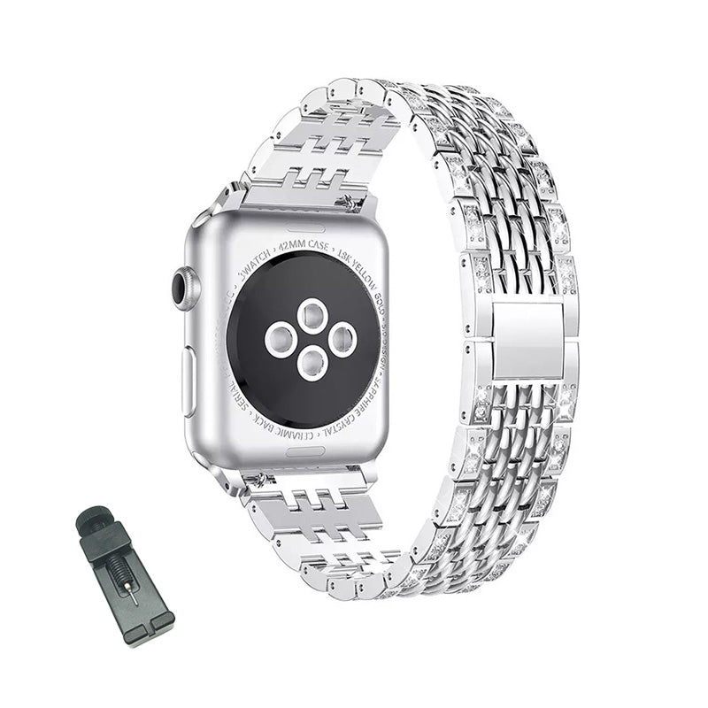 XZZ Stainless Steel Watch Band Quick Release Wristbands for Apple IWatch Series SE/1/2/3/4/5/6 For Women Men-Silver