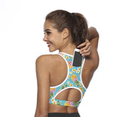 Racerback Sports Bra with Pocket Floral Printed Workout Tank Tops-4