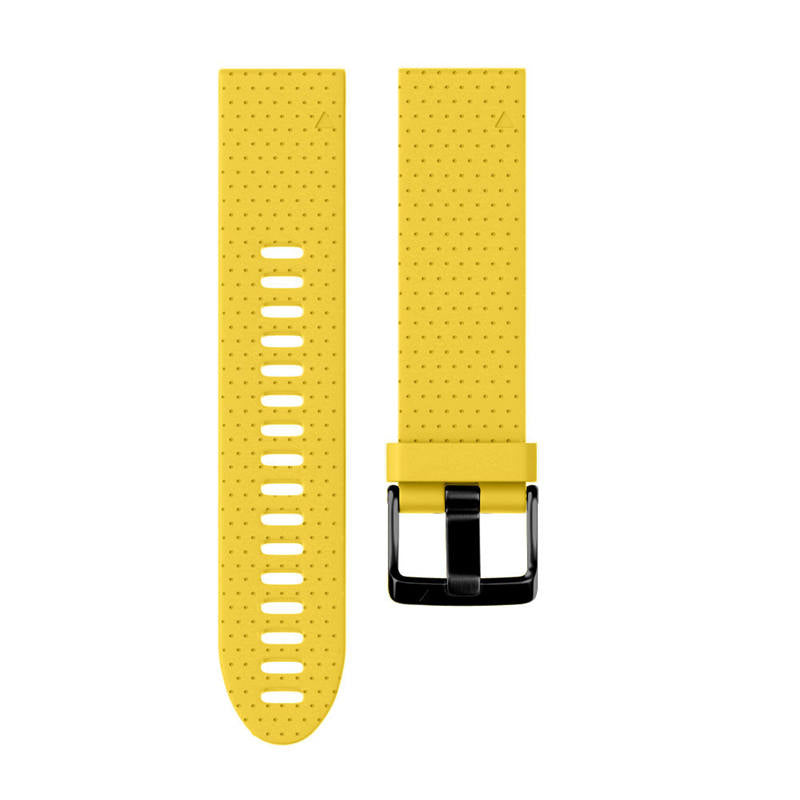 Watch Band For Garmin Fenix  Fenix 5S/ 5S Plus/6S/ 6S Pro Soft Silicone 20mm Replacement Strap Black Steel Buckle-Yellow
