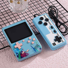 3.0inch Screen Retro Handheld Game Console 500 Classic FC Games Support to TV Output-Two Player-Blue