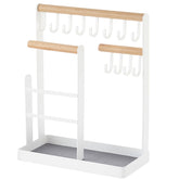 Jewelry Stand Holder Necklace Hanging Wooden Organizer Earring Tray-White