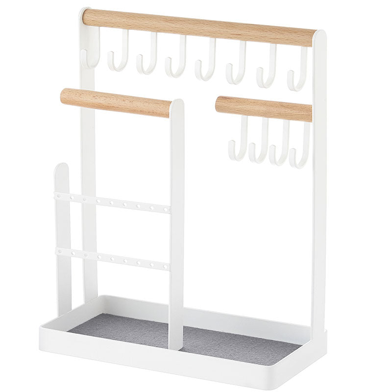 Jewelry Stand Holder Necklace Hanging Wooden Organizer Earring Tray-White