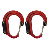 2Pcs Medium Carabiner Clip D Ring Hook for Camping Hiking-Red