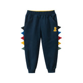 Boys Sport Jogger Athletic Pants Dinosaur Elastic Sweatpants with Pocket Size for 2-7 Years-Navy