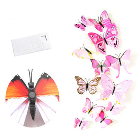 3D Vivid Butterfly Wall Stickers Fridge Magnet Decoration for Room Background-H003 Pink