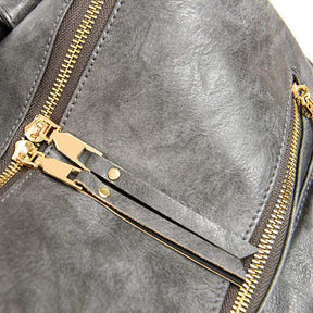 Women's Fashion Purse Backpack Multipurpose Design Backpack PU Leather Travel bag-Gray