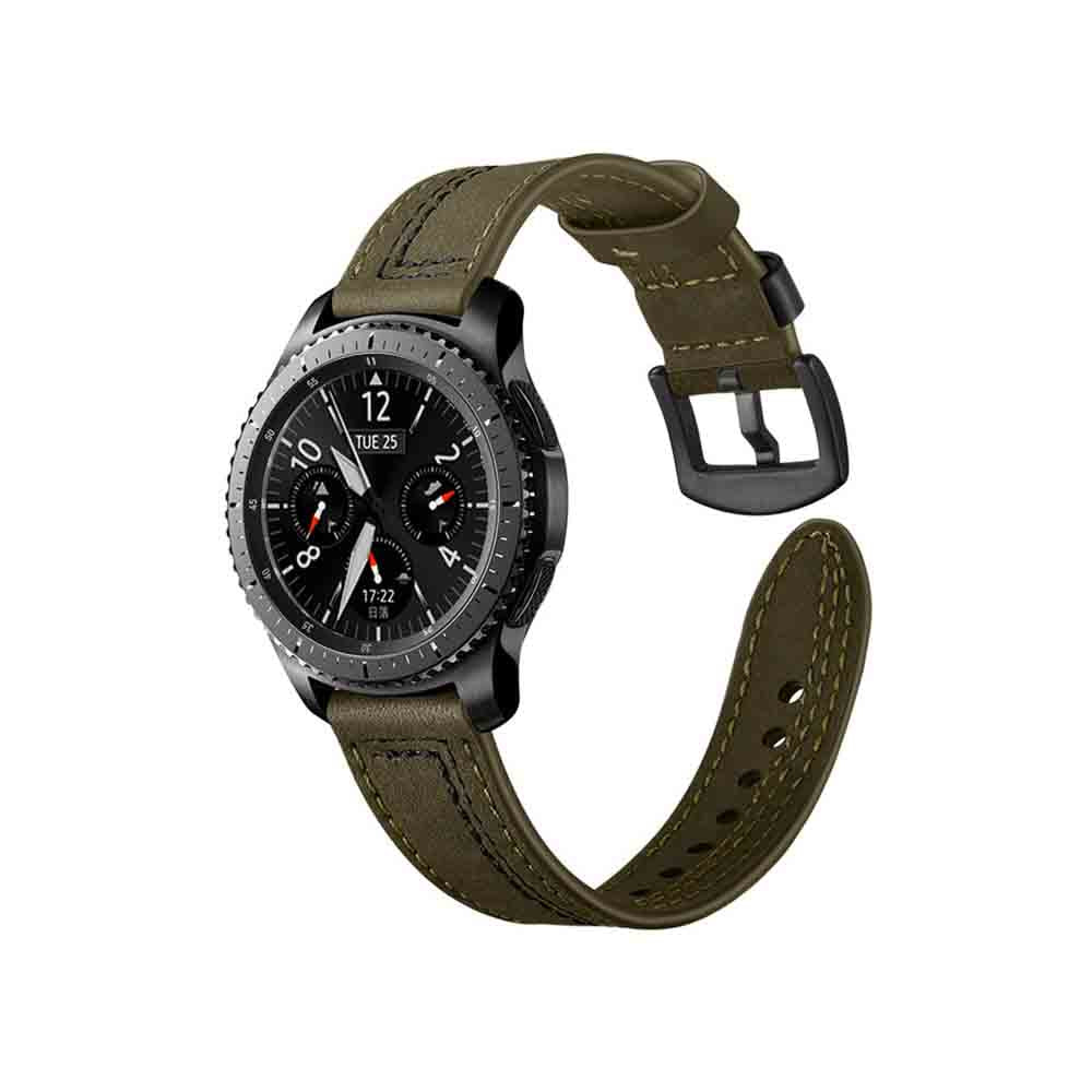 Fashion 7 Line Style Leather Watch Band For Samsung Galaxy Watch 42/46mm Gear S3 Frontier/Classic(Green)