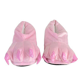 Unisex Soft Plush Home Slippers Animal Paw Claw Shoes-Pink