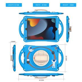 iPad Case Rugged Case with Handle Stand Shoulder Strap for iPad 10.2 Inch 2019/2020/2021-LightBlue