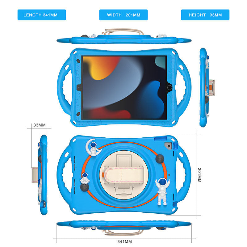 iPad Case Rugged Case with Handle Stand Shoulder Strap for iPad 10.2 Inch 2019/2020/2021-LightBlue