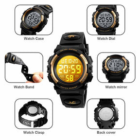 Kids Fashion Digital Watch Boys Sports Waterproof Led Watches-Blue